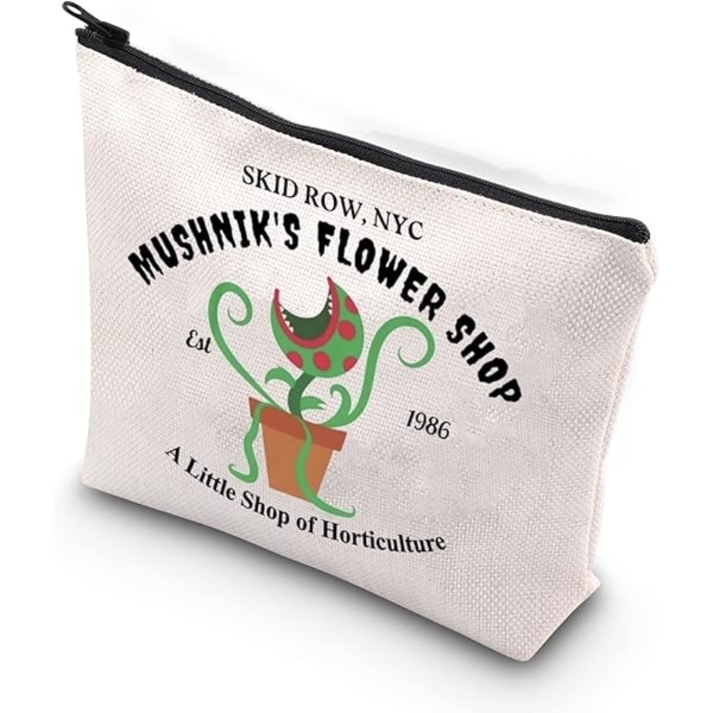 White Zippered Pouch Little Shop of Horrors plant